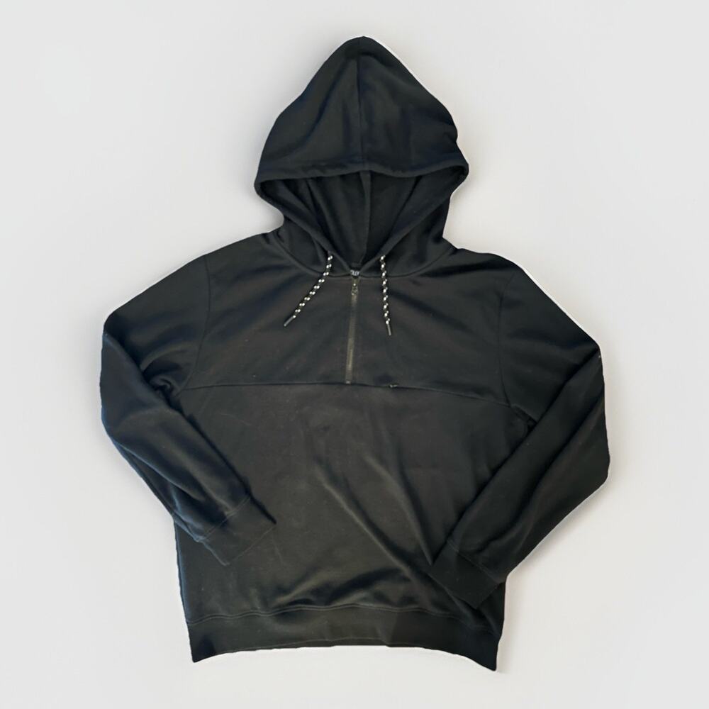 Hollywood The Jean People Black Hoodie Men’s XL Pullover Half Zip Sweatshirt